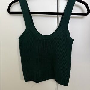 Women's Green Ribbed Tank Top